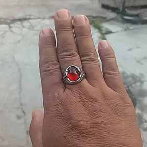 Ruby Artifisial Punk Vintage Pria Perak  Hitam Perak yang Dipersonalisasi Pesona Totem  Hitam Aksesori  Pesta Hip Hop yang Elegan    elang cincin mata cincin cincin  titanium