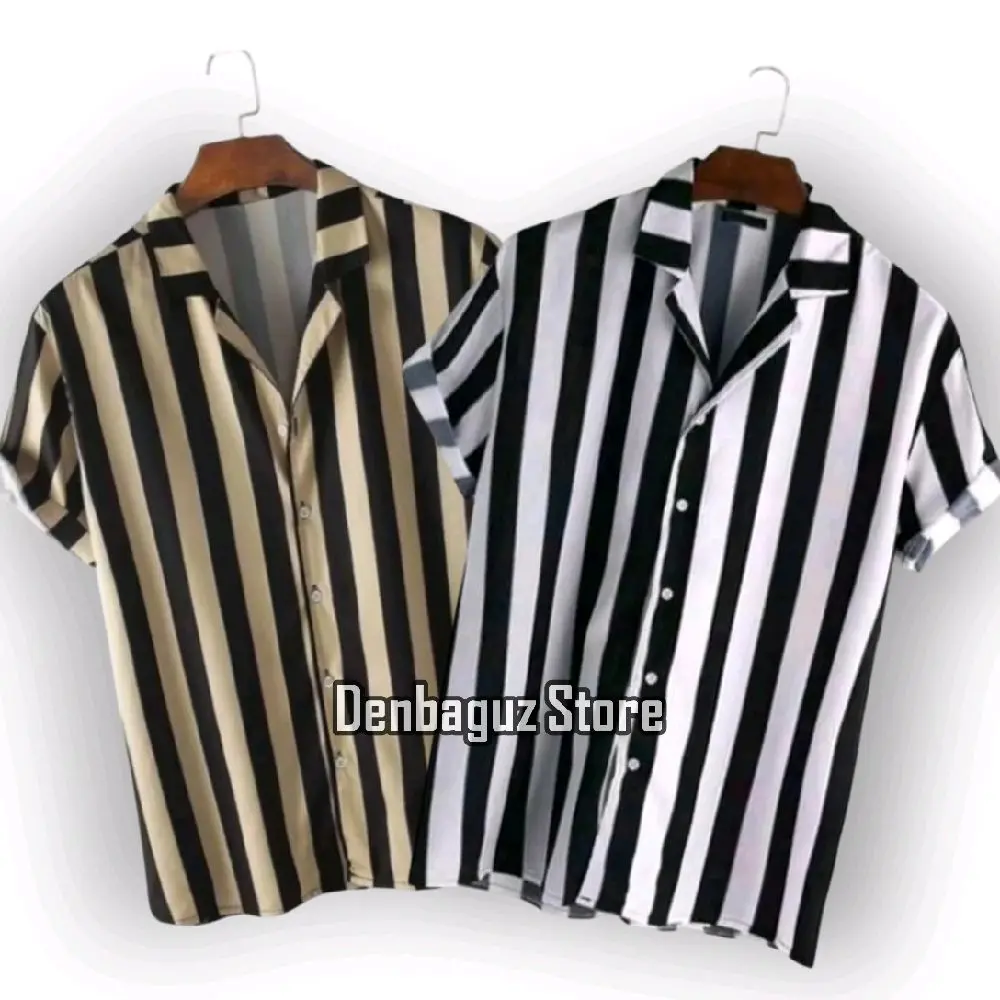 Kemeja Garis-Garis Exklusive Unisex Kemeja Salur Stripe Distro Dewasa