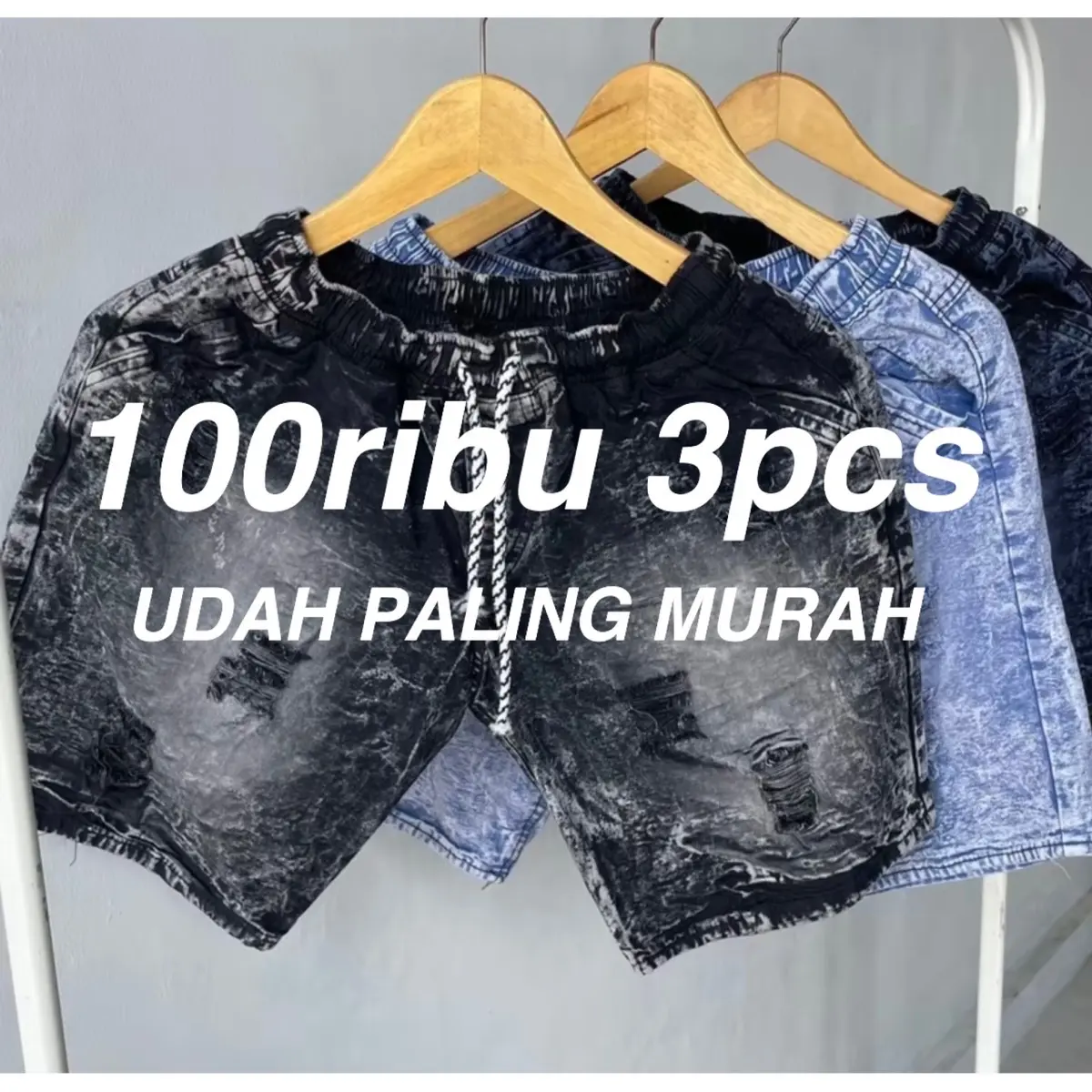 JEANS SOBEK 100 RIBU 3 PCS / CELANA JEANS   SOBEK / KOLOR PENDEK JEANS / CELANA PENDEK PRIA / BOARDSHORT PRIA SOBEK  Distro Cowok Dewasa Surfing