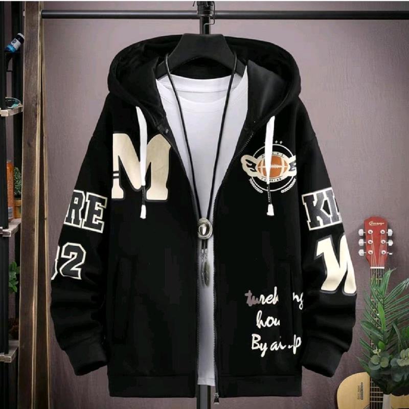 Áo khoác hoodie dây kéo nỉ cotton nam nữ mặc thích hợp các mùa freesize dưới 70 cao <1m7 Menswear Dài Tay Jean Jacket