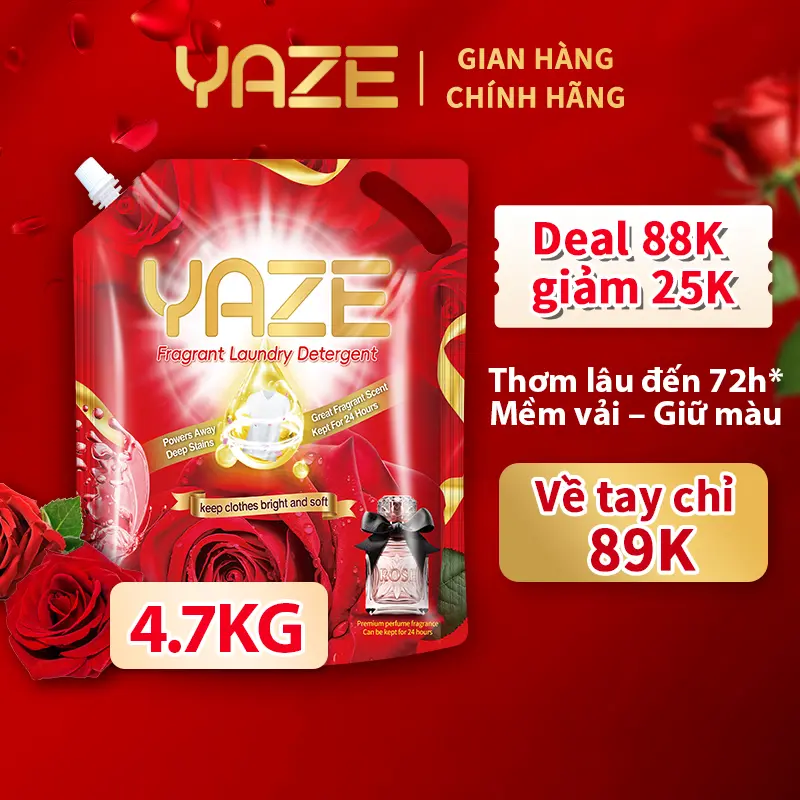 【89K !  1 Túi 4,7KG】Nước Giặt Hương Nước Hoa YAZE  – Đậm đặc, thơm lâu, mềm vải, tiết kiệm-Nước Giặt Xả YAZE Hương Nước Hoa Giúp Lưu Hương Thơm Lâu / Dịu Nhẹ An Toàn Cho Da / Làm Sạch kháng khuẩn / Làm Bền Màu Quần Áo (Siêu To 4.7L) - 1