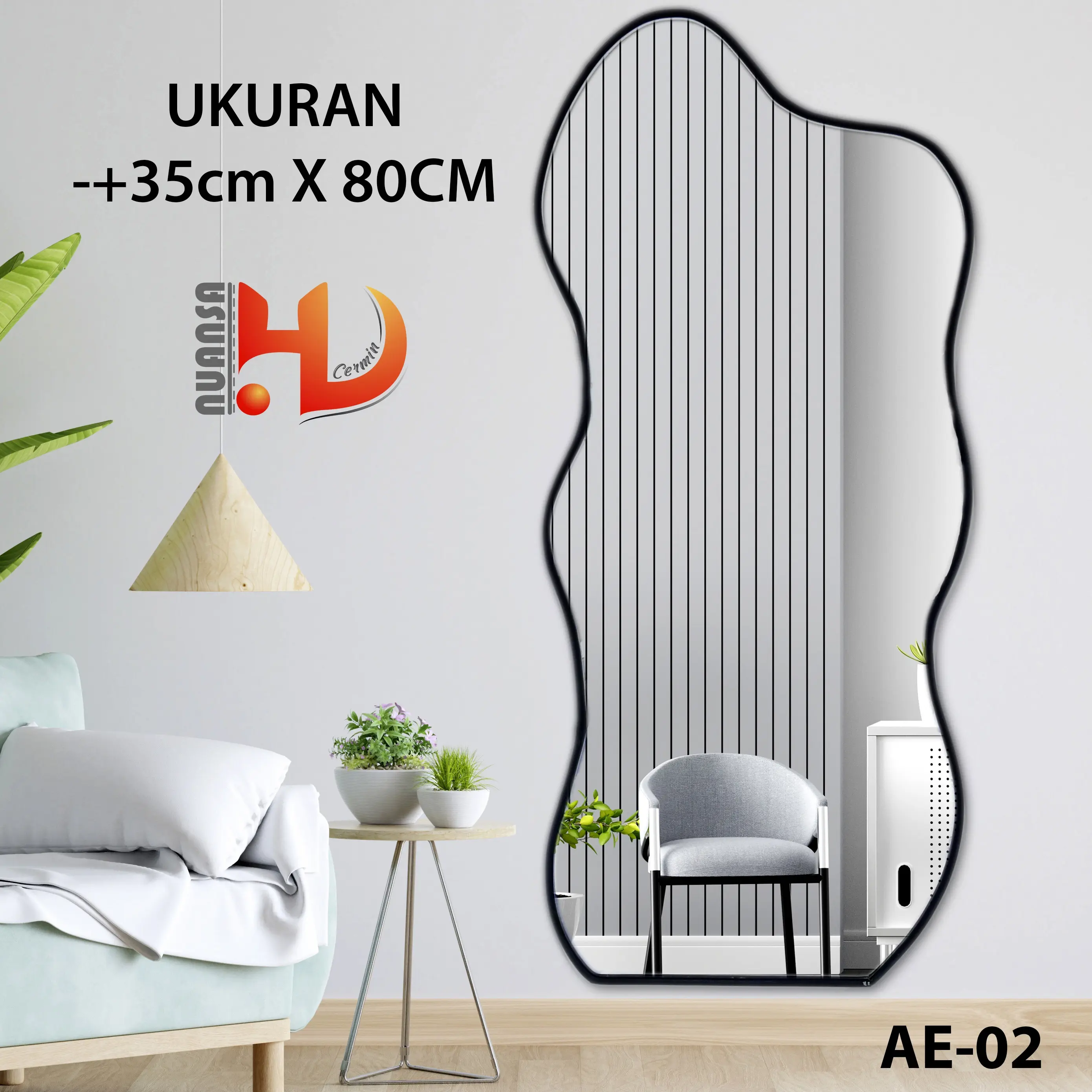 CERMIN GANTUNG AESTHETIC UKURAN ( 35cm X 80cm ) - CERMIN GANTUNG - CERMIN DINDING - CERMIN DEKORASI