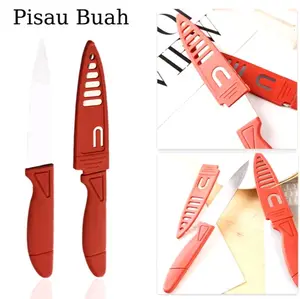 Pisau Buah Merah dengan Pegangan Nyaman dan Desain Ergonomis untuk Memotong Buah dan Sayuran