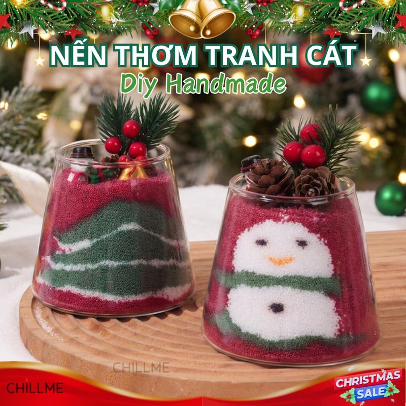  Nến thơm tranh cát Chillme handmade DIY làm quà tặng sinh nhật khử mùi phòng 