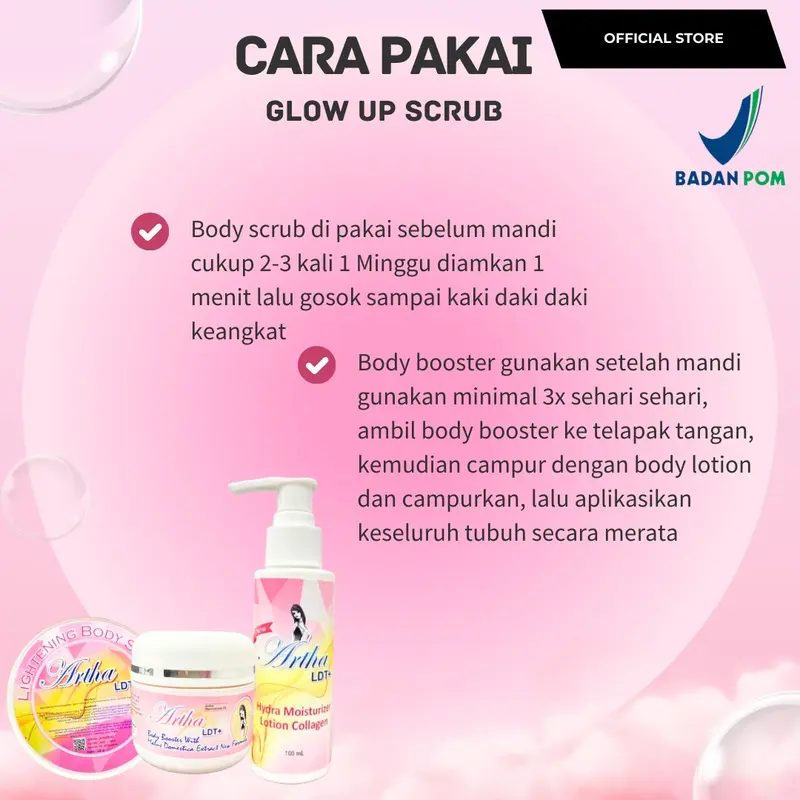 [ARTHA LDT] Paket A [Lotion 1 & Booster 1] free BOOSTER dan SCRUB SPECIAL BOOSTER NEW FORMULA 3