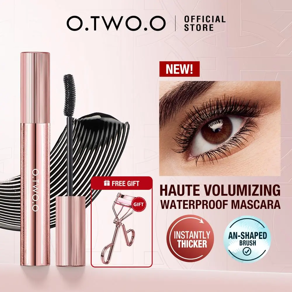 O.TWO.O Haute Volumizing Mascara Waterproof  Long-lasting Non-Smudging Instantly Thicker Eye Makeup【Free Gift: Eyelash Curler*1】