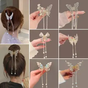 Jepit Rambut Korea Jedai Rumbai Kupu2 Manik Kristal Zirkon Fashion Wanita Elegan High Quality Clips