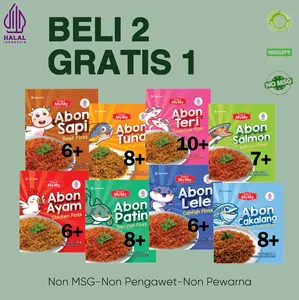 Abon MPASI Beli 2 Gratis 1 Non MSG Halal Variasi Ikan Lele Tuna Teri Ayam Sapi Patin Cakalang Untuk Bayi 6+ 8+ Bulan Food Snacks Keripik Susu Cemilan Udang Asin Kripik Makanan