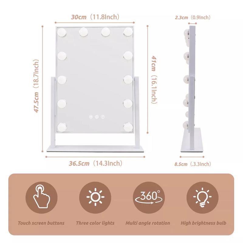FENCHILIN Hollywood Vanity Make Up Mirror with 12 LED Lights 360° Rotation Decor 5