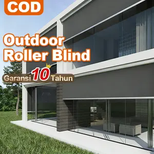 Tirai Gulung Anti Hujan Roller Blind Outdoor Blackout 60% Tirai Teras Anti Panas Dan Hujan Tahan Angin Pengusir Nyamuk Dan Serangga Tirai Jendela Gulung Aesthetic Anti UV Balkon Teras Garasi