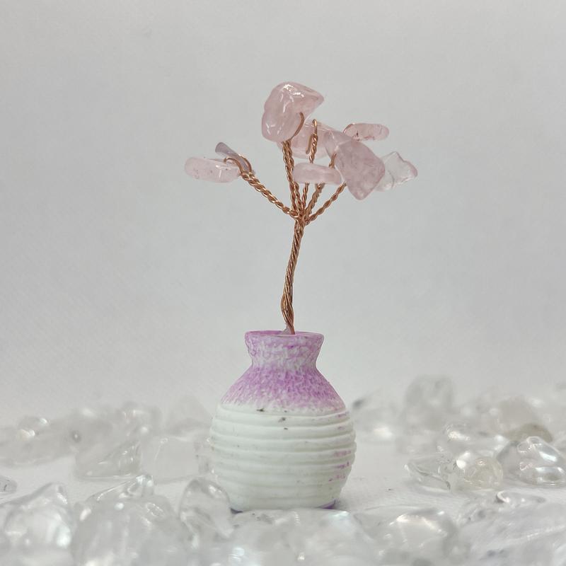 【OwniCrystals】Cute Mini crystal tree in a vase Ornaments natural Citrine Rose quartz Gemstone decoration for car table display Pokok kristal comel mini dalam pasu, perhiasan citrine asli, kuarza mawar hiasan batu permata untuk paparan meja kereta 6