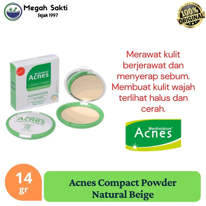 Acnes Compact Powder / Bedak untuk wajah berjerawat Natural Beige 0
