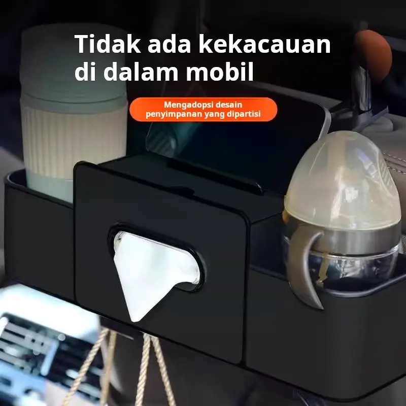 organizer Mewah Multifungsi untuk Sandaran Jok Mobil, Rak HP & Gelas di Belakang Jok, Kotak Penyimpanan Anti Air Tanpa Pemasangan dan Bisa Dilepas, Tas Penyimpanan Klasifikasi & Tempat Tisu Mobil, 2