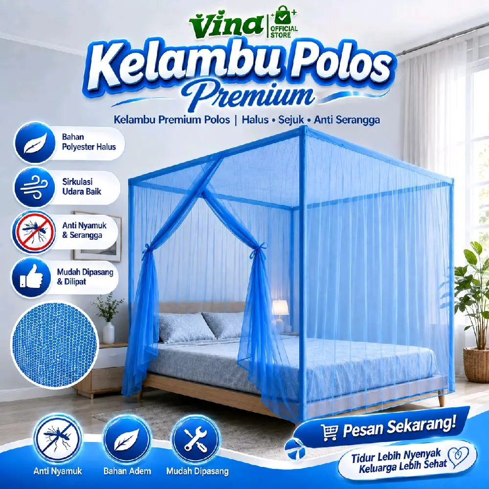 Kelambu Motif Polos Super Premium Ukuran 200x200cm