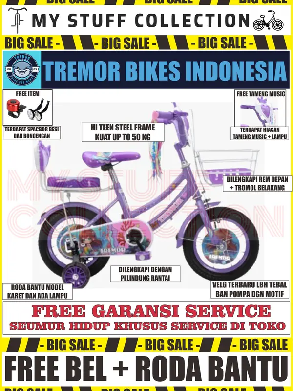 SEPEDA MINI ANAK UKURAN 16 INCH COCOK UNTUK USIA 4 TAHUN HINGGA 7 TAHUN BONUS KERANJANG DAN BONCENGAN SERTA BEL SEPEDA sepeda little 2