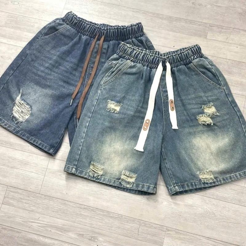 Quần short jean nữ rách nhẹ ống rộng đẹp lưng cao Quần đùi chất bò trắng rách cá tính Che bụng siêu đỉnh