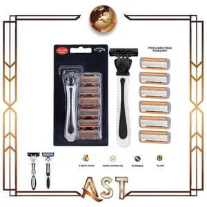Pisau Cukur 6 Blade Free Bonus 6 Mata Tajam Razor Kumis