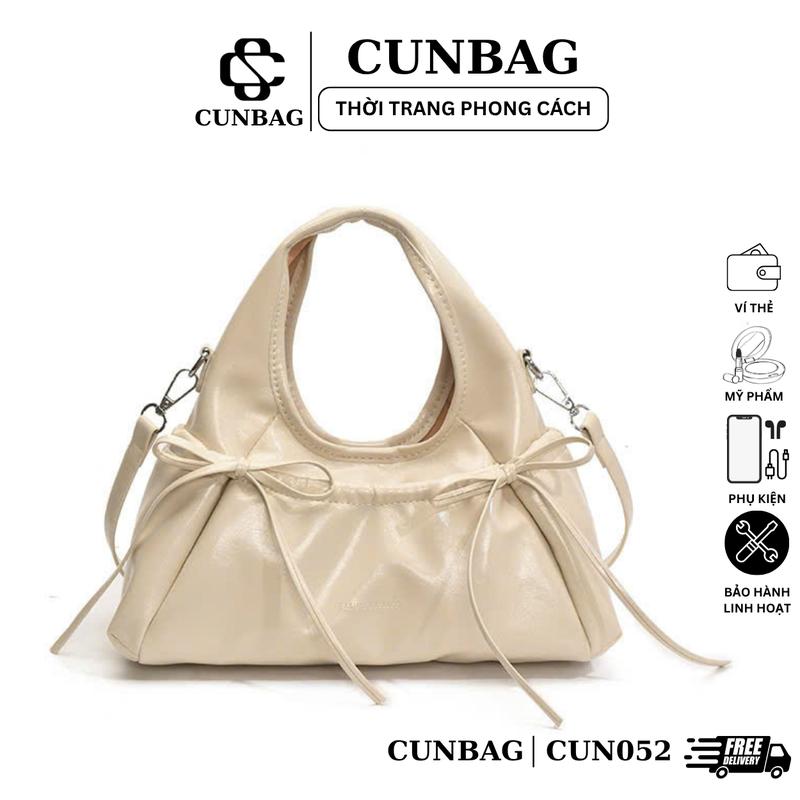  Túi Xách Nữ Cầm tay dáng bo tròn phối nơ thời trang Hàn Quốc CUN052 