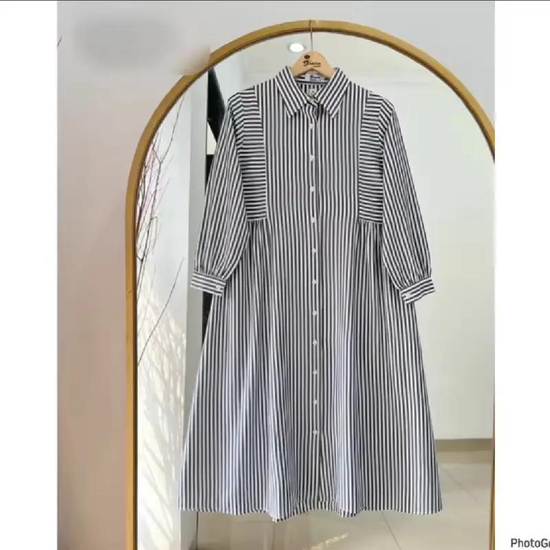 Tunik Karisa Salur/Tunik Kekinian/Tunik Trendy/Tunik Wanita Salur Katun Atasan Kancing 1