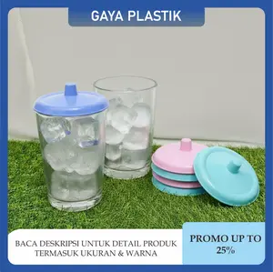 [ 12 Pcs ] Tutup Gelas Cangkir Bahan Plastik Warna Neon & Soft Murah KVN Product