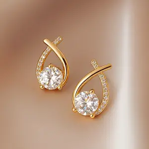 Anting-Anting  Besar Motif Silang Anti Karat Aksesoris Wanita Korea Style Fashion Earrings