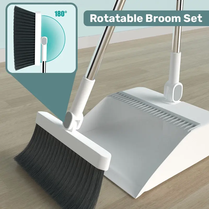 [SG Seller]Rotatable Broom/Wind Proof Dust Pan with Broom Comb/Broom Set
