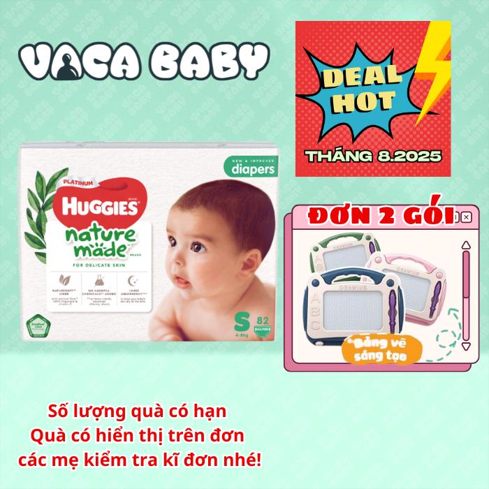 Tã Bỉm DÁN Huggies Nature Made cao cấp mềm mịn thấm hút khô thoáng khí đủ size NB60 S82 M64 L54 miếng cho bé tả con tã asahi