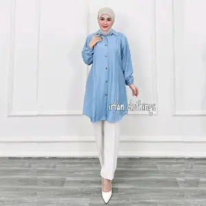 Tunik Polo Linen Nirmala dengan Kancing Aktif