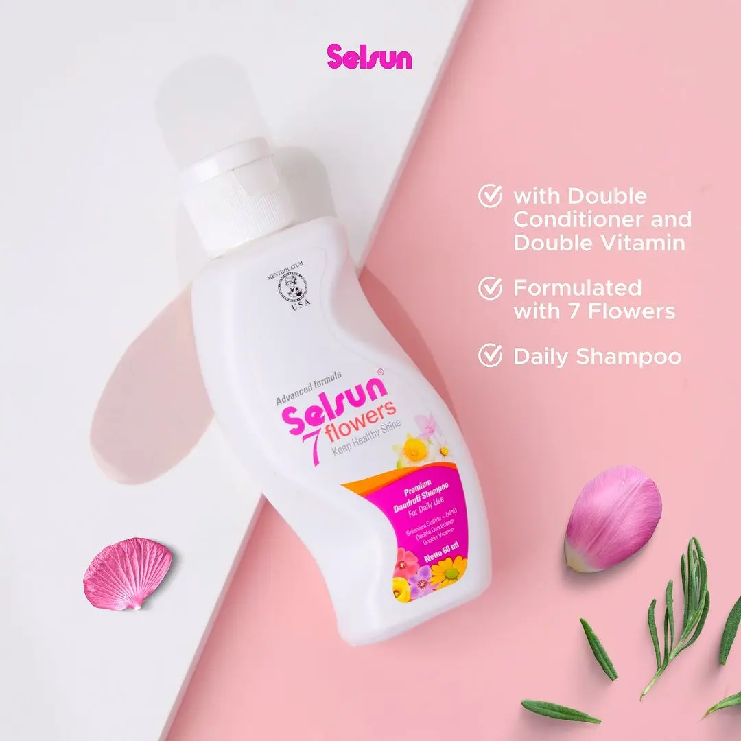 {FREE GIFT}Selsun Shampoo 7 Flower | Shampoo Selsun 7 Flower Anti Ketombe 60ml/120ml Acid Bunga