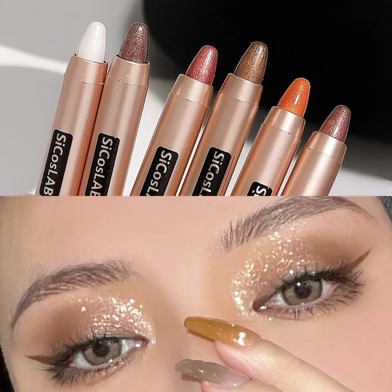 SicosLAB BPOM COD Eyeshadow Pen Cream Shimmer Single Glitter Creamy Brown NA11241200180 Pewarna Mata Mudah Dibawa & Berkilau Finish Berkilau Glitter Memukau