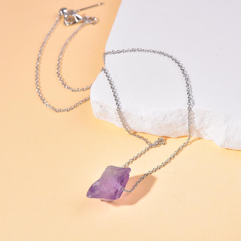 Vòng Cổ Mặt Dây Chuyền Pha Lê amethyst, Chất Liệu Pha Lê Tự Nhiên, Dành Cho Nữ, Đẹp Và Thanh Lịch 3