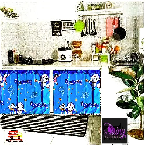 Gorden Kolong Dapur DORAEMON UKURAN 100 X 80 CM / Gorden Kolong Meja Dapur / Gorden Kolong Dapur MINIMALIS Curtain 3