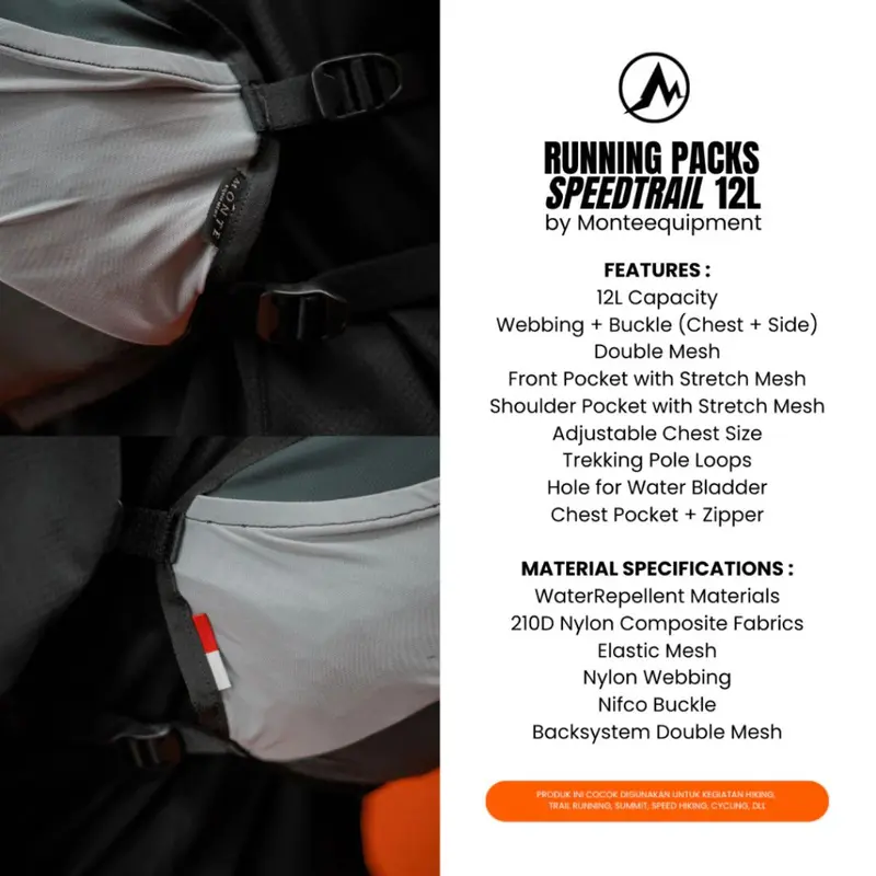TAS HYDROPACK MONTE SPEED TRAIL 12L TAS RUNNING VEST RUNNING PACK HIKING TEKTOK LARI 3