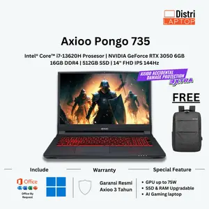 Axioo Pongo 735 i7-13620H RTX 3050 16GB 512GB 15.6" sRGB 144Hz
