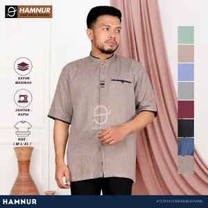 Melisacollections Baju Koko Pria Kemko Katun Madinah Lengan Pendek Size M L XL Ukuran Jumbo XXL XXXL XXXXL  Kain Motif Muslim Dewasa