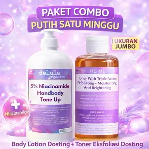 [HARGA 299.000] PAKET COMBO PUTIH 7 HARI ( BODY LOTION + BODY LOTION ) UKURAN JUMBO MEREK DELULA