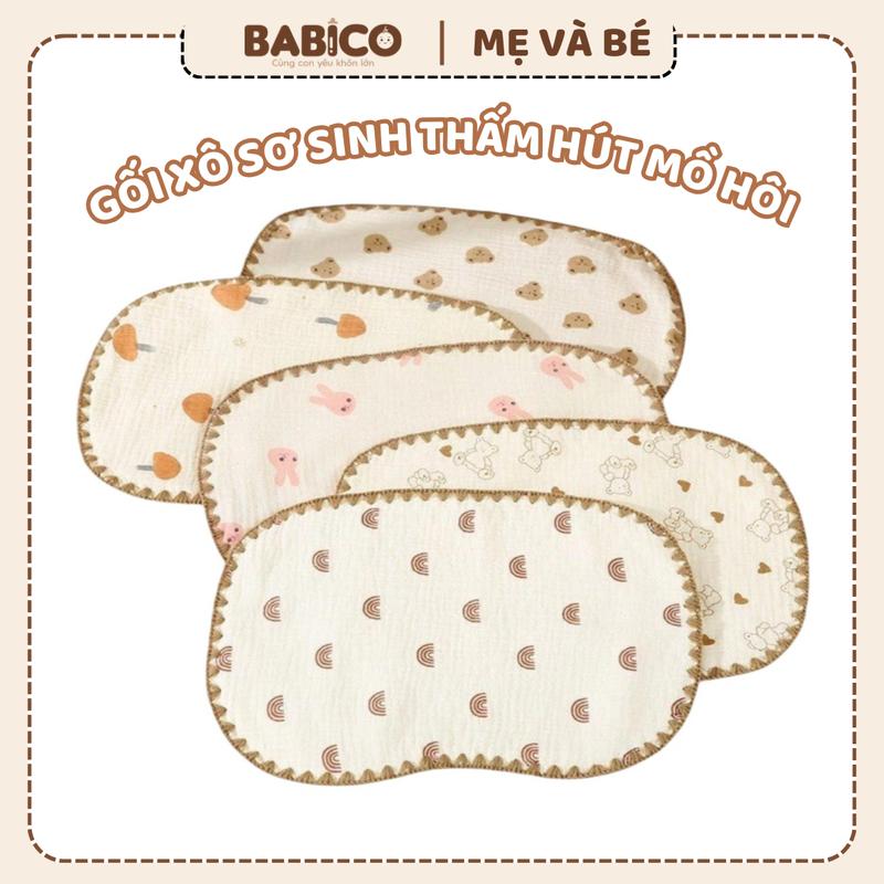 Loại 1 Gối Xô Sơ Sinh - Gối Xô 10 Lớp Muslin Phong Cách Hàn Quốc Cho Bé Mềm Mại Thấm Hút Mồ Hôi Tốt