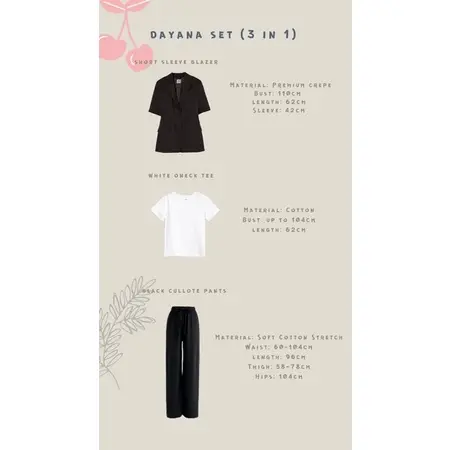 Dayana Set (3 in 1) 1 korean  one set style setelan celana set 3 in 1 korean style 2