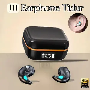 TWS In-ear Sleeping Headset  Mini Earbuds J11 Earphone Bluetooth Mini Earbuds Waterproof ENC Noise Reduction Layar Digital Cerdas Kontrol Sentuh untuk iPhone dan Android