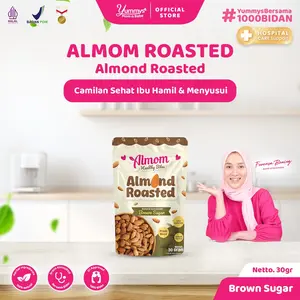 Almom Roasted Brown Sugar - Kacang Almond Panggang 30gr | Camilan Sehat Rendah Kalori - Non MSG