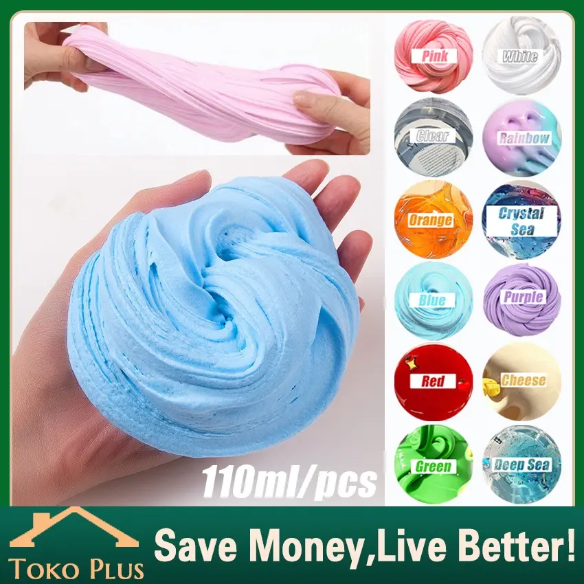 Fluffy marshmallow slime DIY Ukuran 110ml | Tofu aquamarine slime | jelly clear slime  metalik slime  cheese crumbs thick slime  mainan anak slime BESTSELLER