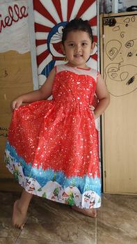 Product Review of [BrandedBaby] Baju Dress Natal Anak Perempuan Satin Printing Lengan Kutung Kids Fashion from N**e 1