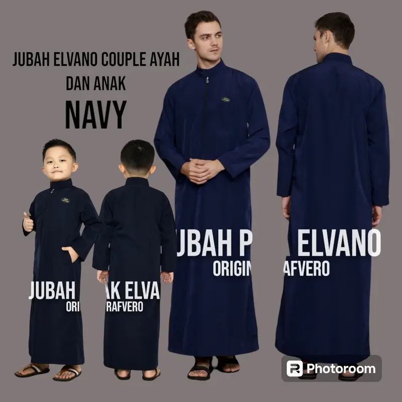 Baju jubah gamis elvano couple ayah dan anak - jubah gamis pria baju koko gamis anak laki-laki 4.5.6.7.8.9..10.11.12 tahun jubah polos sanghai Muslim Dewasa 2