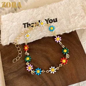 ZORA Gelang Tangan Rantai Bunga Daisy Liontin Korea Lapis Emas Anti Karat Fashion Wanita Antikarat Antialergi S224