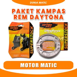 Daytona Paket Kampas Rem Depan Belakang Dispad Tromol Matic PCX ADV Vario Beat Scoopy Deluxe Street Genio Gear 125 Mio M3 Mio J Soul GT Aerox NMAX Freego Lexi Fazzio Vixion Nouvo Racing Upgrade Asli Ori Original SUPERSTOCK Dunia Matic