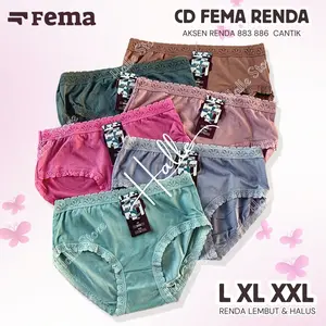 Spesial Promo - 12pcs Celana Dalam Wanita Dewasa Fema 886 883 Polos Lusinan Murah - HL0572