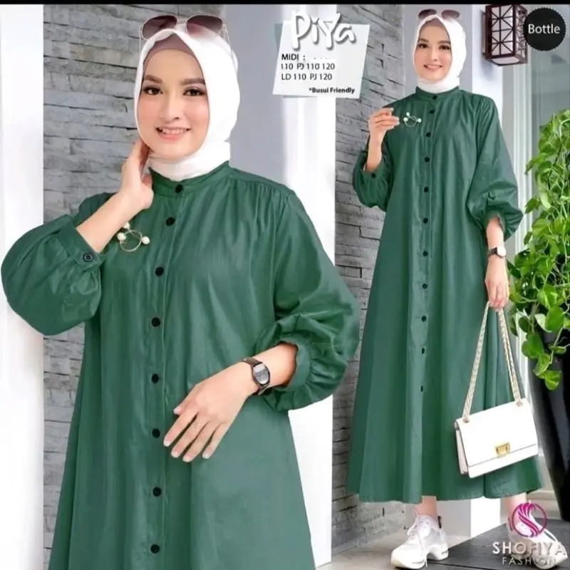 PIYA midi dress wanita kekinian terbaru bahan katun 1