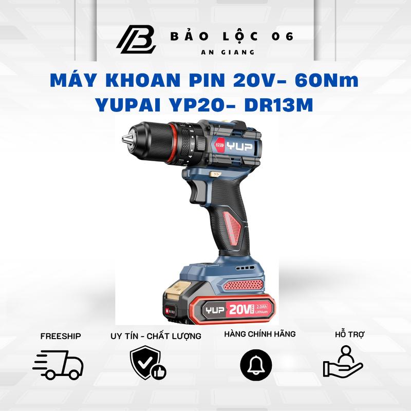 Máy khoan Pin 20V đầu 13mm có búa YUPAI YP20-DR13M,động cơ không than