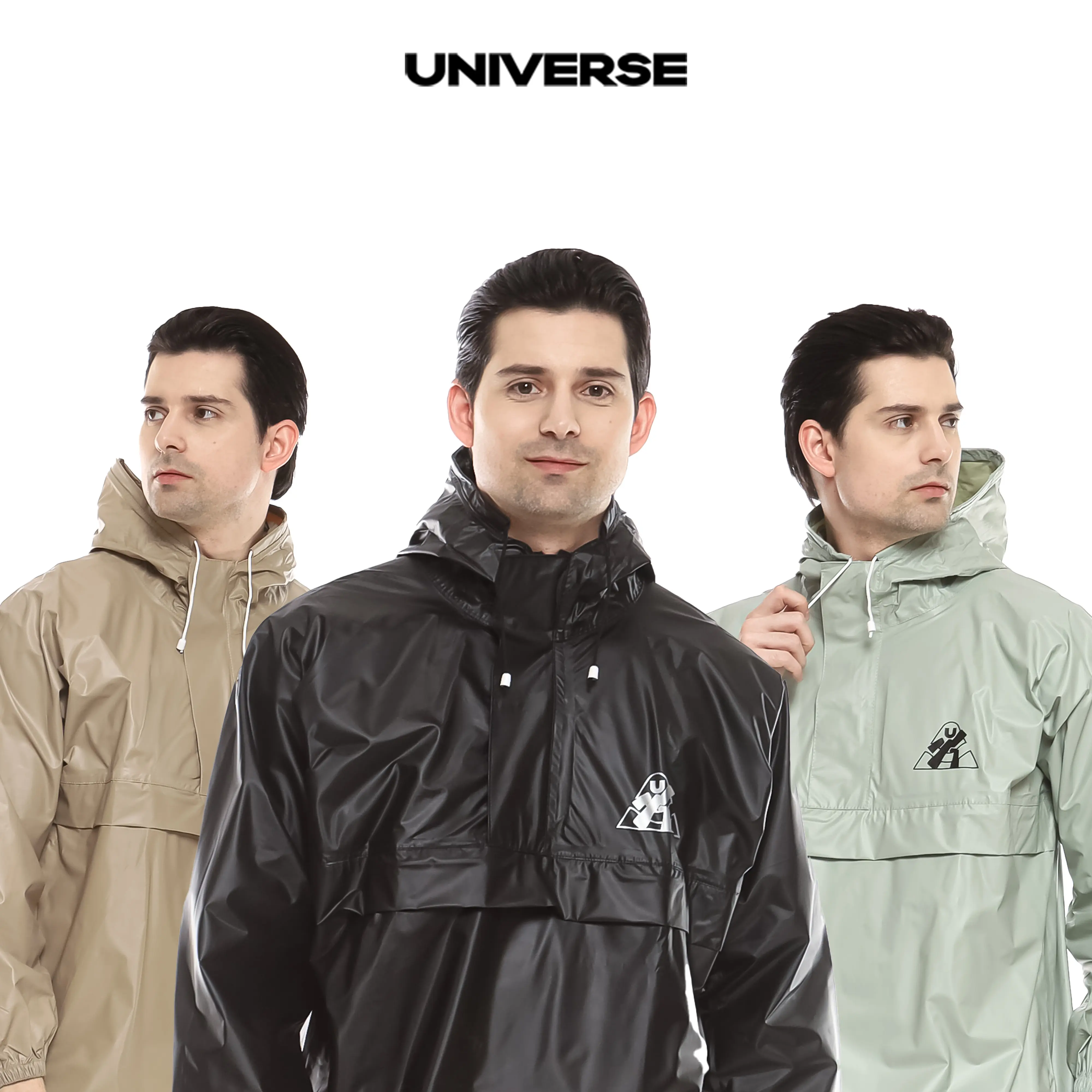 Jas Hujan Saku Kanguru UNIVERSE Full Press Anti Rembes Setelan Pria Wanita Original