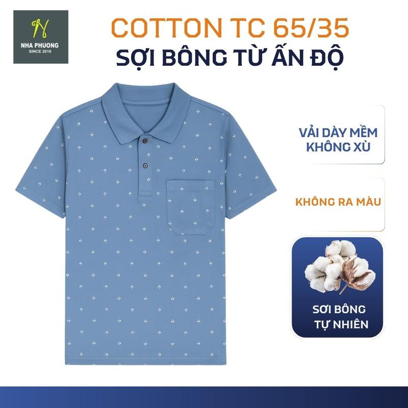  Áo thun nam trung niên họa tiết THÁI KHANG vải cotton TC 2 chiều vải mềm mặc thoải mái ATK09 Polo Có Cổ Ngắn Tay Menswear Shirt Tay Ngắn 